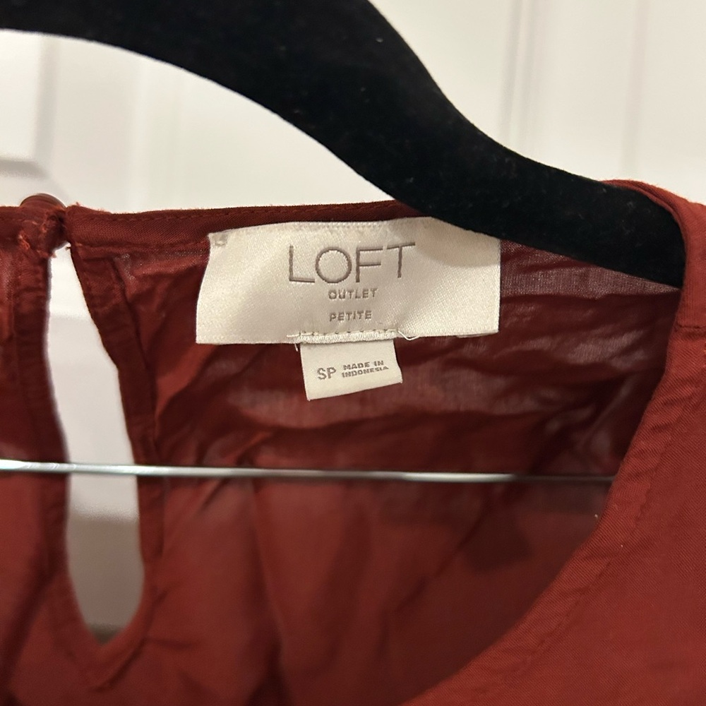 LOFT Outlet Rust Ruffle Blouse - Picture 3 of 3